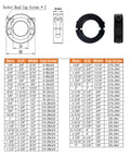 Heavy Duty Split Shaft Collar 7/8 Bore, 1-5/8 OD, 1/2 Thick, 1045 Carbon Steel, Black Oxide, H7 Tolerance, Locking Collar With Set Screw Clamp-On Stop For Linear Rails And Drill Stops shown with dimensions and table
