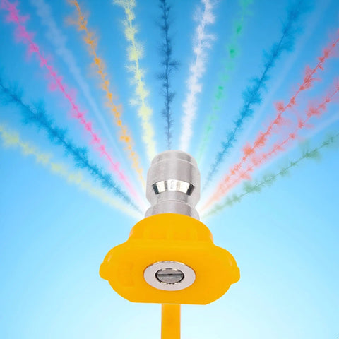 Front view of Yellow Washer Nozzle Tip For Home Pressure Washers High Pressure Lightweight And Beefy Durable Sprayer Attachment