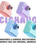 Four colorful Kids Camera With Instant Print And Flip Lens, 1080P HD Video, Inkless Pocket Digital Camera for ages 3 to 12.