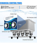 Mechanical control panel of Top Rated 150W Ultrasonic Cleaner Machine With 1.3L Tank, Timer And Heater with stainless steel design.