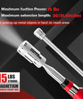 Close-up of 7 Piece Telescoping Magnetic Pickup Tool Set With Extendable LED Flashlight 360 Degree Round And Square Inspection Mirrors Ideal For Gearheads And DIY Handymen Red highlighting components.