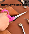 Heavy Duty Fabric Scissors Set 8 Inch, Detail Embroidery Scissors 5 Inch, Small Selvedge Scissors 4 Inch, Thread Snips 5 Inch For Tailoring, Dressmaking, Quilting, And Arts And Crafts, Pro Grade Sewing Kit cutting leather fabric