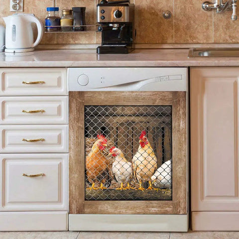 Rooster Magnetic Dishwasher Cover Sticker For Kitchens Fridge Door Panels Farmhouse Hen Decals For Home Appliances Easy To Trim 23 By 26 Inch Country Farmhouse Decor That Feels Cute