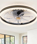 Dope Bladeless 20 Inch Indoor Flush Mount Ceiling Fan With Lights And Remote App Control White Low Profile in bedroom