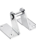 66x48mm Air Cylinder Rod Clevis Mounting Bracket Rear Pivot For Pneumatic Systems, Silver, 6mm Hole, Made From Durable Low-Carbon Steel, Wear-Resistant, High-Strength Industrial Automation Mounting Part on white background