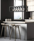 6 Light Chandelier For Dining Room And Kitchen Island Pendant Light In Black Rustic Industrial Style Hanging Over Bar