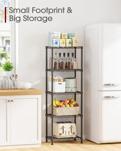 Sturdy 5 Tier Wire Shelving Rack With Slick Leveling Feet And Easy Peasy Assembly Heavy Duty Metal Storage Unit Perfect For Pantry Kitchen Laundry Closet Organization In Black