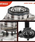 Close-up of Front Wheel Bearing And Hub Assembly Set For 6 Lug Trucks Compatible With 1999 To 2007 Silverado 1500 Suburban Tahoe Yukon Escalade 4x4 AWD Chevy GMC Cadillac 2 Pack, showing detailed metal construction and connectors.