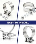 2.5 Inch Exhaust Clamp Narrow Band Stainless Steel 304 Muffler Clamp for 2.5 OD Exhaust Pipe installation guide steps