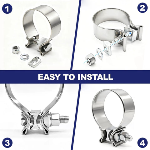 2.5 Inch Exhaust Clamp Narrow Band Stainless Steel 304 Muffler Clamp for 2.5 OD Exhaust Pipe installation guide steps