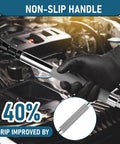 One Half Inch Offset Impact Wrench Extension Kit For Tight Spaces held by gloved hand in automotive setting