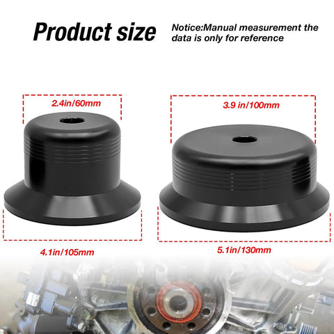 6.6L Main Crankshaft Seal Driver Kit Front and Rear Seal Installer For 2001 2016 Diesel Engines LB7 LLY LBZ LMM LML Premium Quality Tool Set Heavy Duty showing two seal drivers with measurements in inches and millimeters
