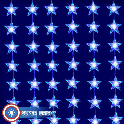 Patriotic Flag Curtain Lights With Stars 6 Ft By 3.5 Ft Outdoor Indoor Waterproof LED String Lights For Fourth Of July Parties 260 LEDs