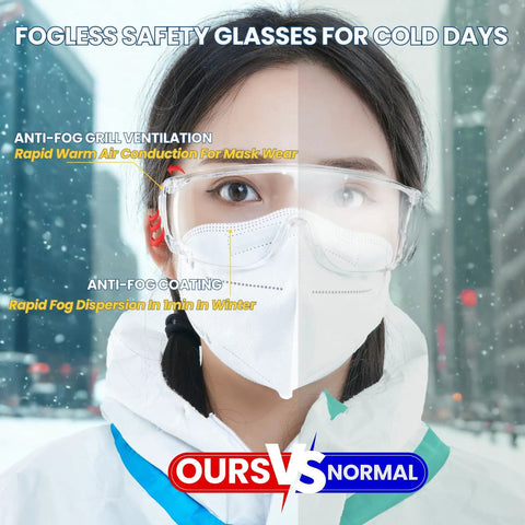 Over Eyeglasses Safety Goggles 6 Pack Anti Fog Anti Scratch ANSI Z87.1 Polycarbonate Wraparound Lenses For Men Women in use outdoors