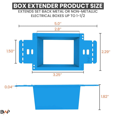 Dimensions of Two Pack 1 Gang Electrical Box Extender Kit With Four Screws Heavy Duty Weatherproof PVC Box Extender For Outlets