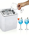 Kickass Countertop Glass Froster Ultra Fast Chiller Hella Quick One Touch Cooling For Cocktails Wine Beer Dope Led Color Light Six Second Chill Perfect Home Bar Game Changer Device with glass and blue cocktails.