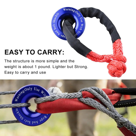 66000 Lbs Breaking Strength Winch Snatch Recovery Ring For Soft Shackle And Synthetic Rope Heavy Duty Snatch Block Ring For ATV UTV SUV Exterior Accessories Blue on soft shackle