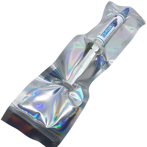 Low Viscosity Halogen Free Liquid Flux For BGA Rework And Reballing syringe in metallic packaging