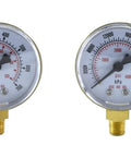 Dual Range Oxygen Regulator Gauges 0 To 4000 PSI And 0 To 200 PSI, 2 Inch Dial, Steel Case, 1/8 NPT Bottom Inlet, Front View