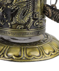 Close-up of Vintage Bronze Dragon Lock Bell with intricate details and smooth electroplated finish, perfect for collectors.