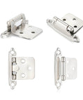 Self Closing Brushed Nickel Kitchen Cabinet Hinges For Face Frame Doors No Fuss Auto Close Feature With Screws Quick Swap For Older Furniture Rugged Heavy Duty Cupboard Hardware Kit in four angles.