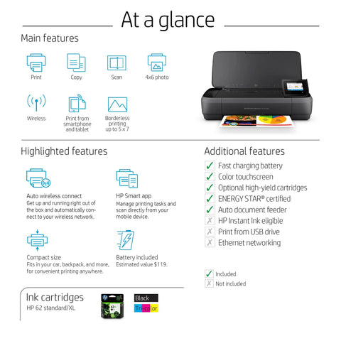 Rock Solid Portable Printer With Wireless And Mobile Printing Support Certified Refurbished Gear cranks out sharp documents, compact design.
