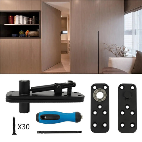 Built Like A Tank Invisible Door Hinges In Solid Black Feature Seamless 360 Degree Rotation And Heavy Duty Construct for smooth cabinet use.