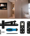 Heavy Duty Invisible Door Hinges Built Tough As Nails With Smooth Rolling 360 Degree Action And Sleek Black Coating in modern interior.