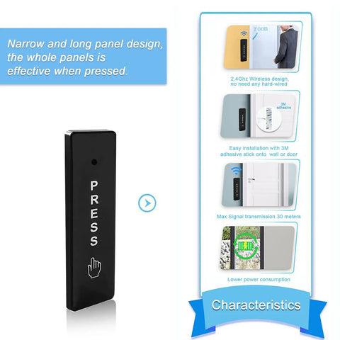 Smart Magnetic Door Lock Kit With 2.4GHz Wireless WiFi Access Control, 400lb Holding Force, black push button design