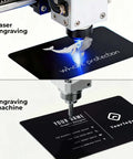 Thick 0.42mm Aluminum Business Card Blanks For Laser Engraving, showing engraving process on matte black metal cards.