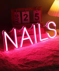 LED Neon Nail Sign Pink Lights For Nail Spa Beauty Salon Studio USB Powered 5V Dimmer Switch 15.75 Inch Indoor Decor