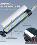 24W LED Magnetic Work Light With Flexible Gooseneck And Adjustable Magnetic Base Delivers 2400 Lumens For Lathe CNC Milling Drill Press And Sewing Machine Use Heavy Duty And Eye Friendly, showing lamp head details