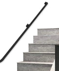 Top Shelf Galvanized Steel Pipe Handrail With Wall Mount Kit on stairway, providing safety and old school charm.