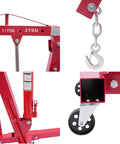 Heavy Duty 2 Ton Hydraulic Engine Hoist With Adjustable Boom And Smooth Rolling Casters, close-up of boom and caster details.
