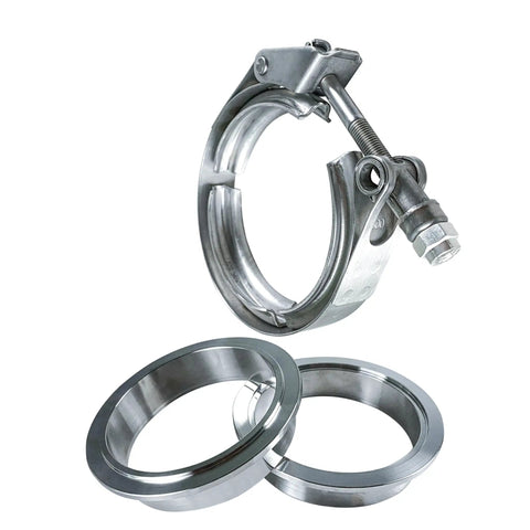 V Band Clamp Stainless Steel 304 With Flange For 3 Inch Exhaust System Quick Release Seam Weld Ready Male Female Flanges