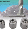 Concrete Hole Saw Kit For Drilling Through Concrete Brick Cement Stone Walls With 55mm 65mm And 75mm Diameters And 50mm Depth Tungsten Steel Triple Tooth Design Rustproof Durable Wall Cutter Set For Hollow Bricks And Cement, three bits and arbor