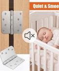 3 Pack Heavy Duty 304 Stainless Steel Door Hinges With Ball Bearings Built Like A Beast No Sweat Rust Protection Square 4X4 Inch Plates Smooth Swing For Interior Wooden Doors Cabinet Hardware And DIY Fixer Upper Renovations showing hinge on wooden door and crib.