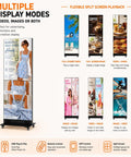 Sleek Eighty Inch Led Poster With P1.86 Razor Sharp Resolution And Rugged Flight Case For Event Rentals Weddings And Commercial Displays Where Plug And Play Setup Goes Hard On Any Venue Floor, showcasing multiple display modes.