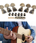 6 Pack Metal Guitar Tuning Pegs With Locking Machine Heads For Quick Dialed In String Tuning And Easy Replacement On Guitars Copper Alloy Precision Gear Tuner Set, 6-piece copper alloy set with screws and washers