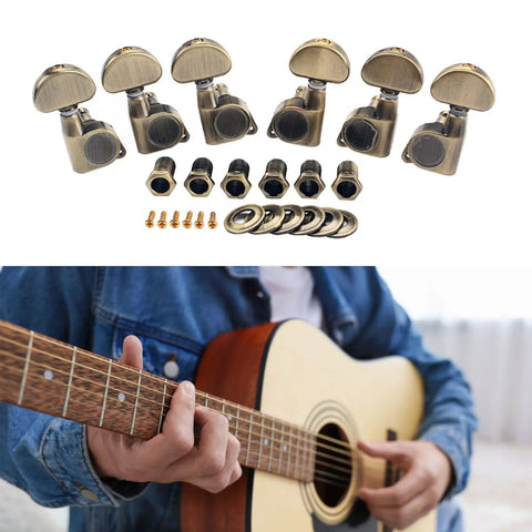 6 Pack Metal Guitar Tuning Pegs With Locking Machine Heads For Quick Dialed In String Tuning And Easy Replacement On Guitars Copper Alloy Precision Gear Tuner Set, 6-piece copper alloy set with screws and washers