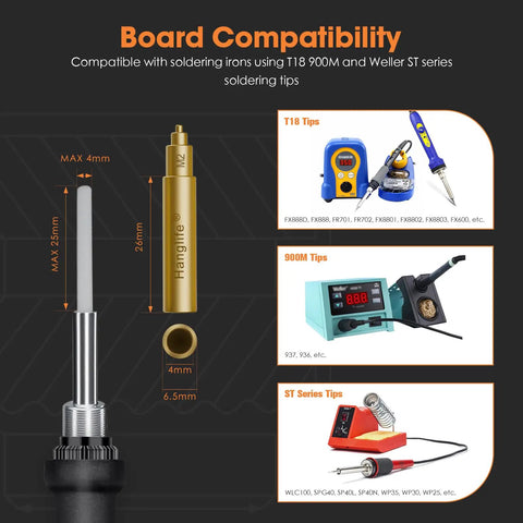 Image showing Heat-Set Insert Tips For Threaded Inserts M2 To M6 No-Fuss Soldering Iron Tips compatibility with T18, 900M, ST series irons.