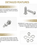 Detailed features of M4 Phillips Pan Head Machine Screw Set With Nuts And Washers, 372-Piece Stainless Steel 304 Assortment Kit