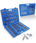 Open case of 110 Piece Metric Tap And Die Set For Rethreading Threads Kit With Durable Storage Case Pro Grade External And Internal Thread Cutting M3 To M16 EilxMag.