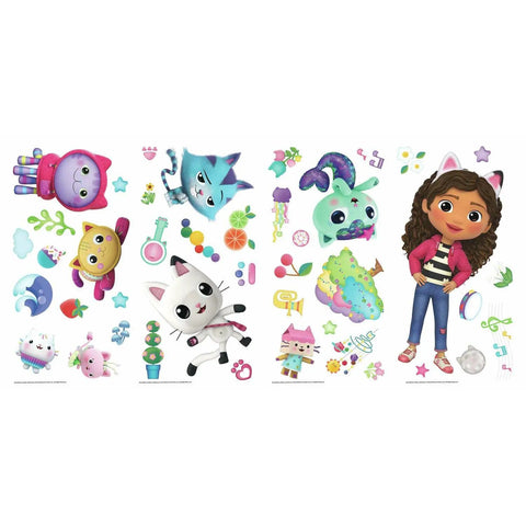Gabby's Dollhouse Peel And Stick Wall Decals Set With 42 Pieces In Pink Purple Blue, Easy Peel And Stick Application On Smooth Surfaces