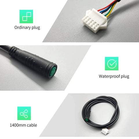 Ebike LED LCD Display Cable 5pin JULET Female Plug And Play Waterproof Connector 56.3 Inch 1430mm Length For Electric Bicycle Dashboard Display Replacement Kit For Easy Upgrade