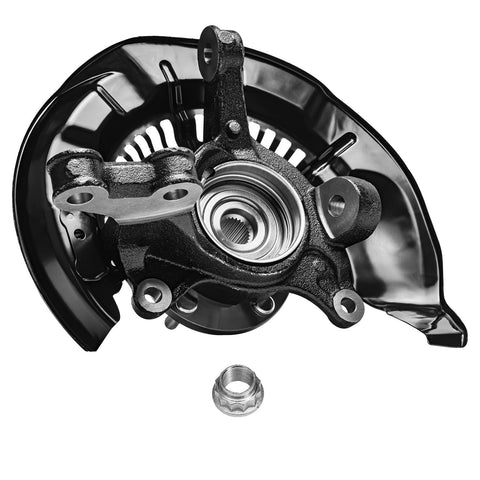 Front view of AWD Front Two Piece Steering Knuckles With Wheel Bearing Hubs Assembly for 2008-2013 Toyota Highlander 3.5L V6