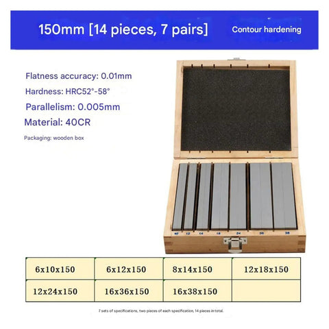 Badass 14 Piece Precision Parallel Gauge Block Set 7 Pairs Heavy Duty CNC Milling and Router Table Saw Setup Tools Rugged Alloy Steel Shop Essential in wooden box
