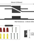 Diagram of Ultra Bright Dimmable LED Vanity Light Fixture dimensions and accessories, showing size and mounting details.