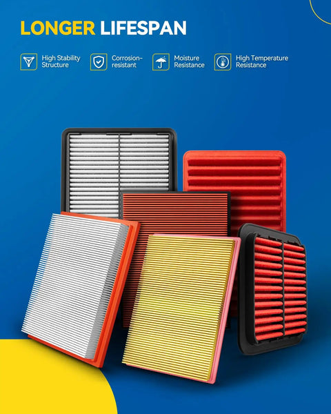Various CA11876 Engine Air Filter For Volkswagen Tiguan GTI Golf Jetta Audi Q3 2015-2026 showcasing lifespan features