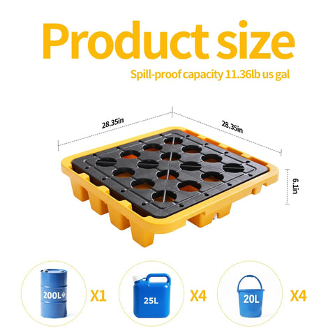 Industrial Grade One Drum Spill Containment Pallet With Heavy Duty Grating And Ten Five Gallon Sump To Trap Drips Ensure No Sweat Cleanup And Handle Loads Without A Problem